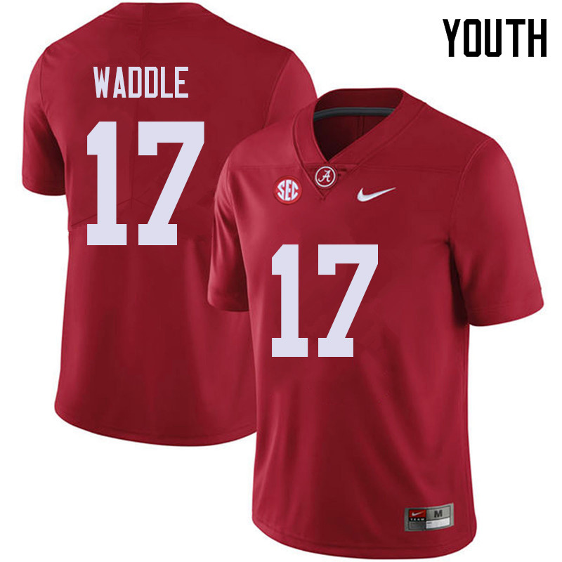 Alabama Crimson Tide Youth Jaylen Waddle #17 Red NCAA Nike Authentic Stitched 2018 College Football Jersey CC16Z44XI
